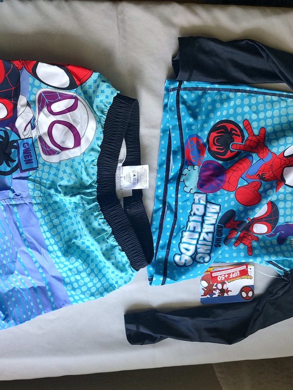 Kids Spider-Man Blue Rash Guard Swim Set